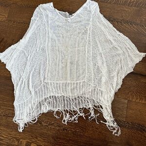 Free people lace and cotton fringe beach cover up
